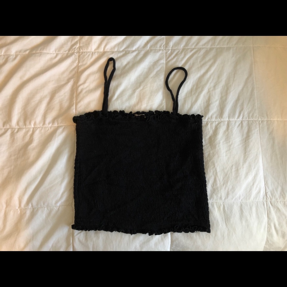 Black ruffled brandy tank